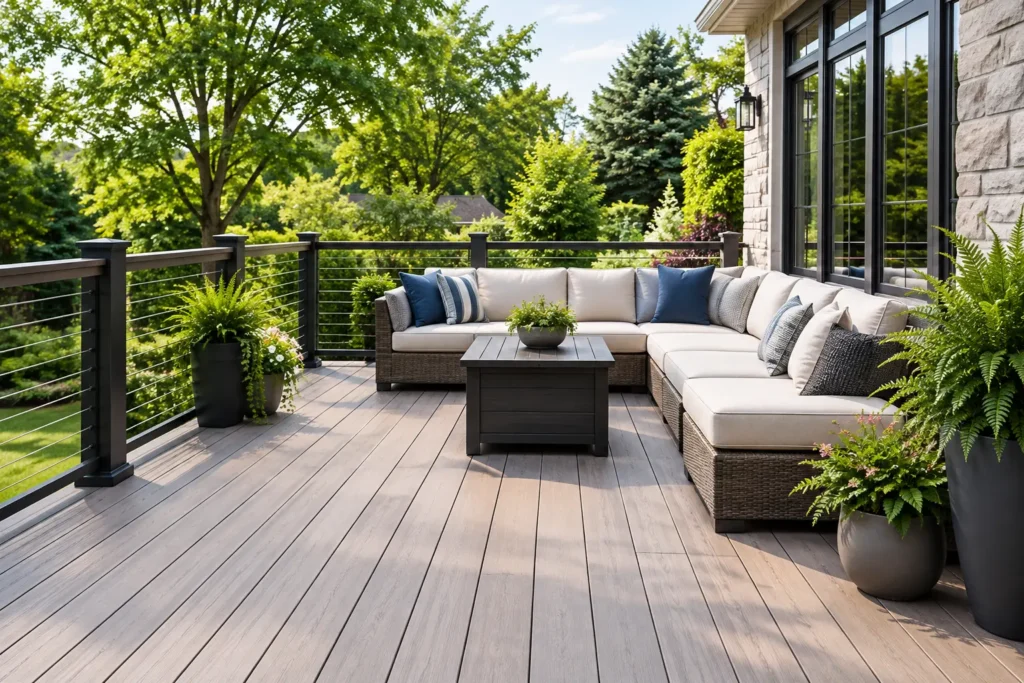 Modern composite deck with outdoor seating in Cincinnati, Ohio